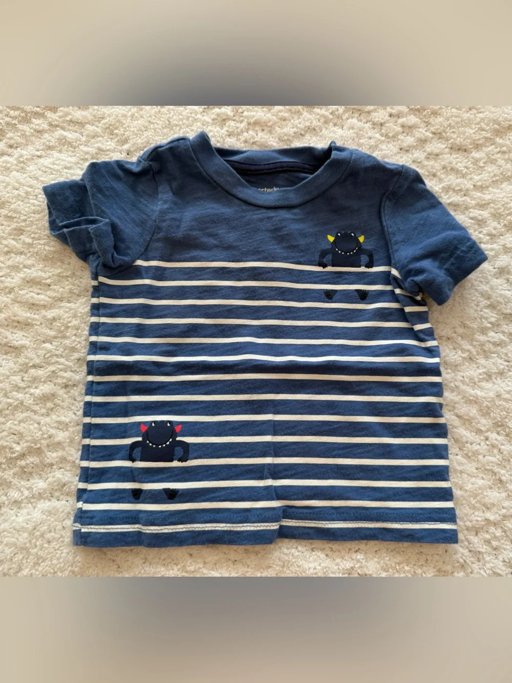 Carter's Navy & White Striped Short-Sleeve Tee with Crab Motif